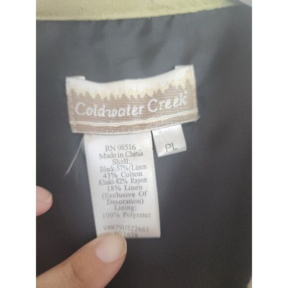 Coldwater Creek Black Beige Multicolor Embroidery Linen Cotton Jacket Large Pet - Picture 5 of 10